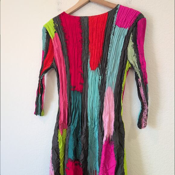 Alquema Women's Crinkle Dress Size 1 Medium Multicolor Art to Wear Artsy $325 - Picture 4 of 9
